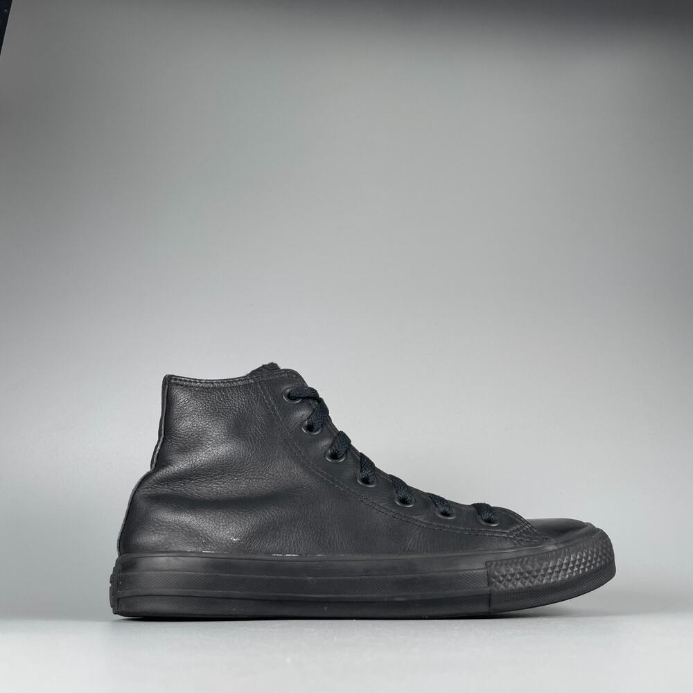 Men's 5.5 Women's 7.5 Converse Chuck Taylor All Star Black Leather High Top GUC - Picture 6 of 9
